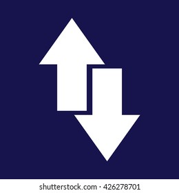 White download upload icon vector. Blue background