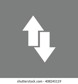 White download upload vector icon. Gray background