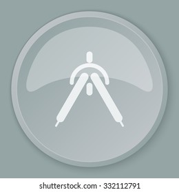 White Drafting Compass icon on grey web button