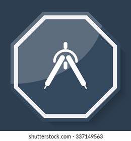 White Drafting Compass icon on plum blue web app button