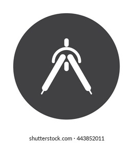 White Drafting Compass icon on black button isolated on white
