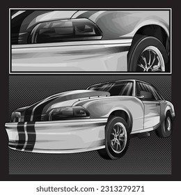 white drag race illustration isolated in black background for poster, t-shirt, graphic design, business element and card