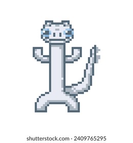 White dragon dancing, pixel art meme