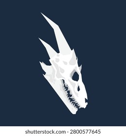 White dragon head bone background design. Skull dragon head icon pattern