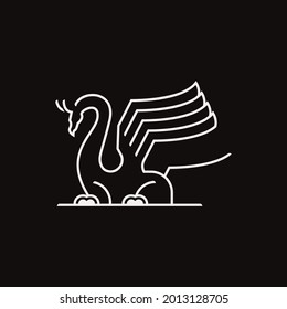 White dragon logo design vector illustration