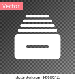 White Drawer with documents icon isolated on transparent background. Archive papers drawer. File Cabinet Drawer. Office furniture.  Vector Illustration