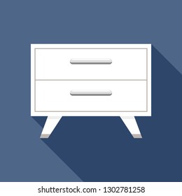 White drawer icon. Flat illustration of white drawer vector icon for web design