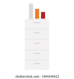 White drawer icon. Flat illustration of white drawer vector icon for web design