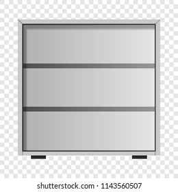 White drawer mockup. Realistic illustration of white drawer vector mockup for on transparent background