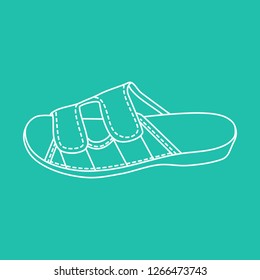 White drawing flip flops on a turquoise background.