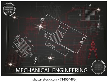 white drawing on a black background, engineering