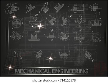 white drawing on a black background, engineering