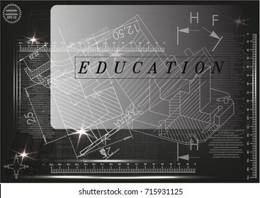 white drawing on a black background, engineering