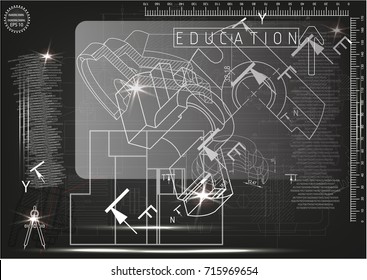 white drawing on a black background, engineering