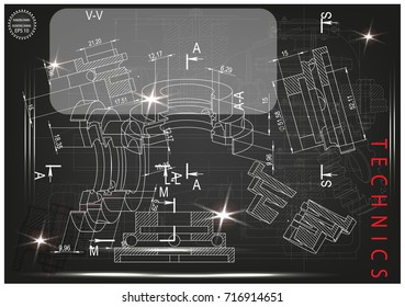 white drawing on a black background, engineering