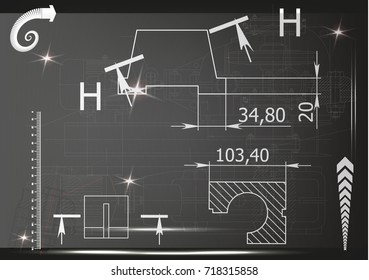 white drawing on a black background, engineering
