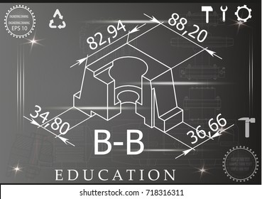 white drawing on a black background, engineering