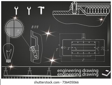 white drawing on a black background, engineering