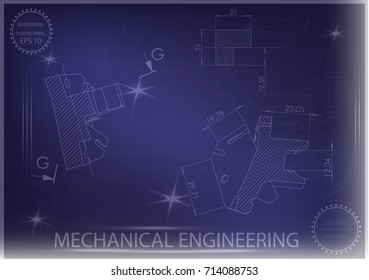 white drawing on a blue background, engineering