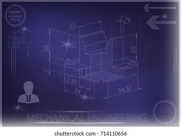 white drawing on a blue background, engineering