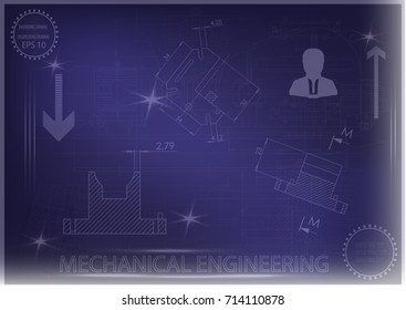 white drawing on a blue background, engineering