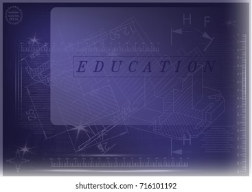 white drawing on a blue background, engineering