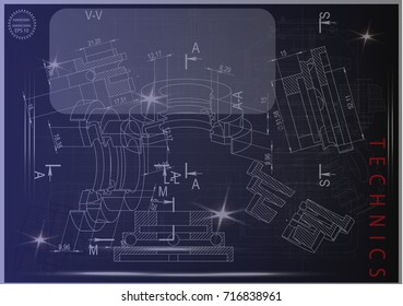 white drawing on a blue background, engineering