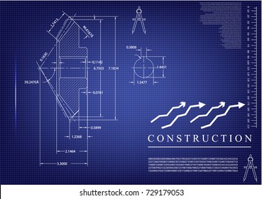 white drawing on a blue background, engineering