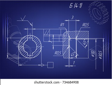 white drawing on a blue background, engineering