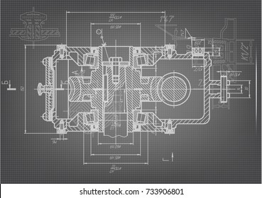 white drawing on a gray background, engineering