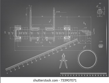 white drawing on a gray background, engineering