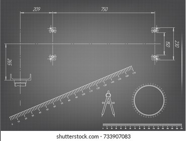white drawing on a gray background, engineering