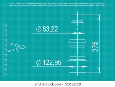 white drawing on a turquoise background, engineering