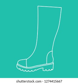 White drawing platform boots on a turquoise background.