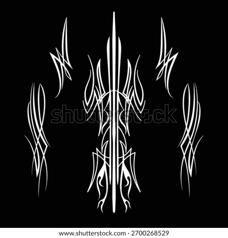 White drawn art Pinstriping Motorcycle and car illustration