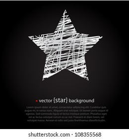 White drawn vector star on black background