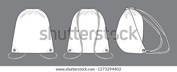 White Drawstring Bag Vector Templatefront Back Stock Vector (Royalty ...