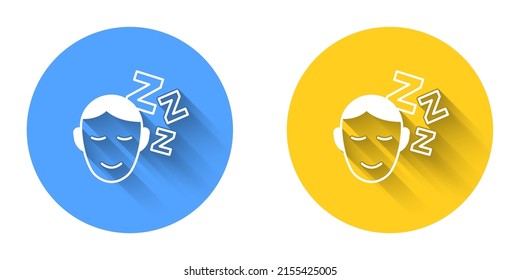 White Dreams icon isolated with long shadow background. Sleep, rest, dream concept. Resting time and comfortable relaxation. Circle button. Vector