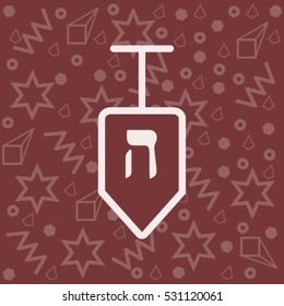 White Dreidel icon for Hannukah on a red background.