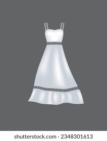 White dress with lace. vector