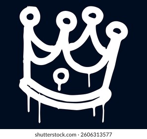 White Dripping Graffiti Crown on Dark Background
This image showcases a bold white dripping crown in graffiti style, symbolizing power, rebellion, and urban street art.