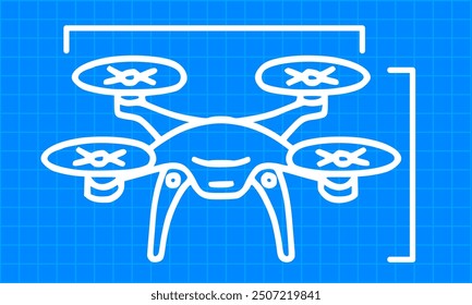 White Drone Hand Design in Blueprint Style