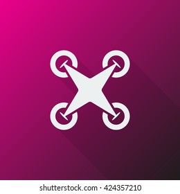 White Drone Quadcopter icon on pink background