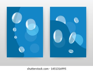white drop on blue design for annual report, brochure, flyer, poster. white drops on blue background vector illustration for flyer, leaflet. Business abstract A4 brochure template.
