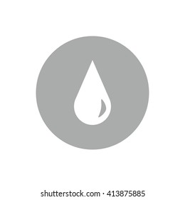 White drop vector icon. Gray circle. Gray button