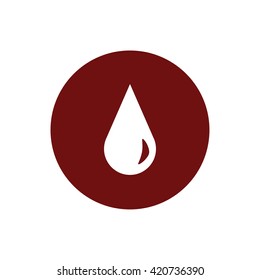 White drop vector icon. Red circle. Red button
