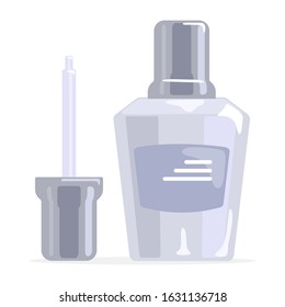 White dropper bottle with grey lid. Vitamin nectar antioxidant rejuvenating face serum. Vial with nutrient-rich microbubbles that delivers skin nutrition for energized, healthy look. Vector.