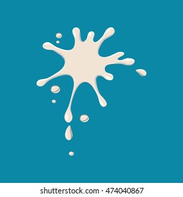 White drops of milk icon isolated on blue background. Liquid symbol