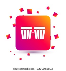 White Drum icon isolated on white background. Music sign. Musical instrument symbol. Square color button. Vector