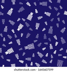 White Drum icon isolated seamless pattern on blue background. Music sign. Musical instrument symbol.  Vector Illustration